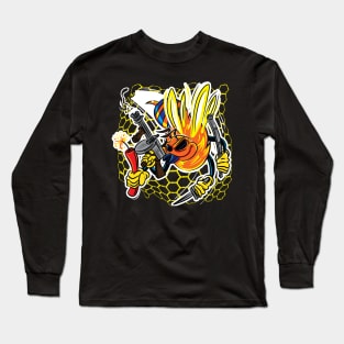 Killer Bee with Machine Gun Cartoon Long Sleeve T-Shirt